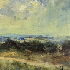 Mid-Century Framed Oil Painting on Panel by H. Lemoine