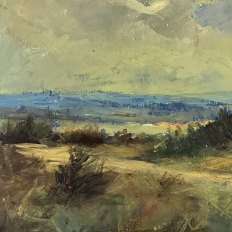 Mid-Century Framed Oil Painting on Panel by H. Lemoine