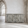 Antique Grand Gothic Rustic Whitewashed Buffet