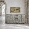 Antique Grand Gothic Rustic Whitewashed Buffet