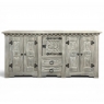 Antique Grand Gothic Rustic Whitewashed Buffet