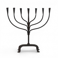 Mid-Century French Brutalist Hand-Forged Iron Seven-Light Candelabrum