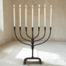 Mid-Century French Brutalist Hand-Forged Iron Seven-Light Candelabrum