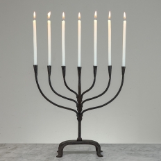 Mid-Century French Brutalist Hand-Forged Iron Seven-Light Candelabrum