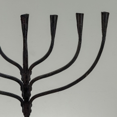 Mid-Century French Brutalist Hand-Forged Iron Seven-Light Candelabrum