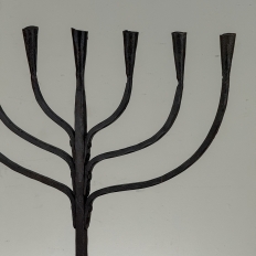 Mid-Century French Brutalist Hand-Forged Iron Seven-Light Candelabrum