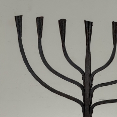 Mid-Century French Brutalist Hand-Forged Iron Seven-Light Candelabrum
