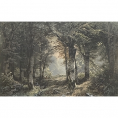 19th Century Framed Charcoal Landscape by Heinrich Böhmer (1852–1930)