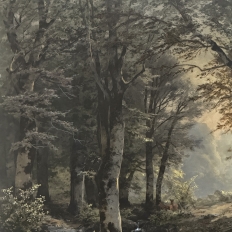 19th Century Framed Charcoal Landscape by Heinrich Böhmer (1852–1930)