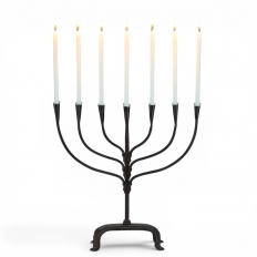 Mid-Century French Brutalist Hand-Forged Iron Seven-Light Candelabrum
