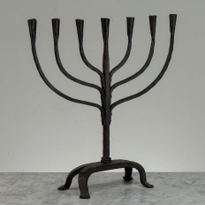 Mid-Century French Brutalist Hand-Forged Iron Seven-Light Candelabrum