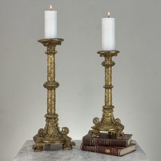 Set of Two 19th Century French Renaissance Gilt Bronze Candlesticks