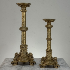 Set of Two 19th Century French Renaissance Gilt Bronze Candlesticks