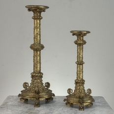 Set of Two 19th Century French Renaissance Gilt Bronze Candlesticks