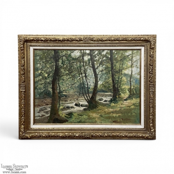 Antique Framed Oil Painting on Canvas by Jean Matthieu Jamsin (1882-1965)