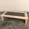 Mid-Century Belgian Brutalist Stripped Oak and Black Marble Coffee Table