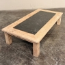 Mid-Century Belgian Brutalist Stripped Oak and Black Marble Coffee Table