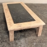 Mid-Century Belgian Brutalist Stripped Oak and Black Marble Coffee Table
