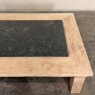 Mid-Century Belgian Brutalist Stripped Oak and Black Marble Coffee Table