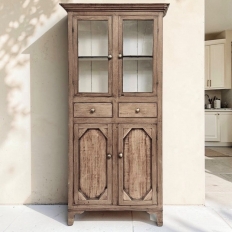 19th Century Rustic Country French Stripped Pine Vitrine