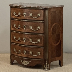 19th Century French Louis XIV Style Marquetry Marble Top Commode