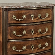 19th Century French Louis XIV Style Marquetry Marble Top Commode