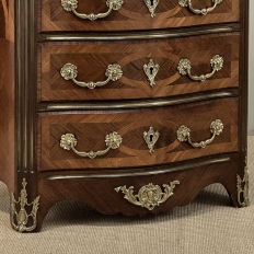 19th Century French Louis XIV Style Marquetry Marble Top Commode