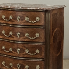 19th Century French Louis XIV Style Marquetry Marble Top Commode
