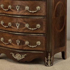 19th Century French Louis XIV Style Marquetry Marble Top Commode
