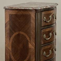 19th Century French Louis XIV Style Marquetry Marble Top Commode