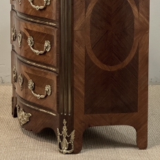 19th Century French Louis XIV Style Marquetry Marble Top Commode