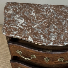 19th Century French Louis XIV Style Marquetry Marble Top Commode