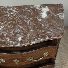 19th Century French Louis XIV Style Marquetry Marble Top Commode