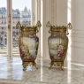Pair of 19th Century French Gilt Bronze Mounted Hand-Painted Porcelain Vases by Royal Bonn