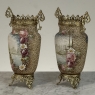 Pair of 19th Century French Gilt Bronze Mounted Hand-Painted Porcelain Vases by Royal Bonn