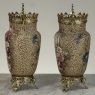 Pair of 19th Century French Gilt Bronze Mounted Hand-Painted Porcelain Vases by Royal Bonn