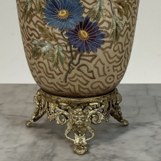 Pair of 19th Century French Gilt Bronze Mounted Hand-Painted Porcelain Vases by Royal Bonn