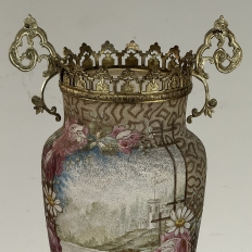 Pair of 19th Century French Gilt Bronze Mounted Hand-Painted Porcelain Vases by Royal Bonn