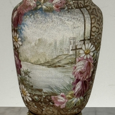 Pair of 19th Century French Gilt Bronze Mounted Hand-Painted Porcelain Vases by Royal Bonn