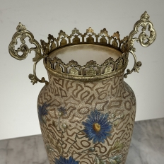 Pair of 19th Century French Gilt Bronze Mounted Hand-Painted Porcelain Vases by Royal Bonn