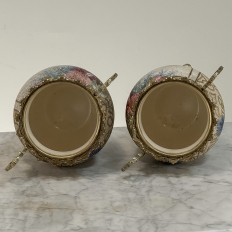 Pair of 19th Century French Gilt Bronze Mounted Hand-Painted Porcelain Vases by Royal Bonn