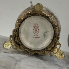 Pair of 19th Century French Gilt Bronze Mounted Hand-Painted Porcelain Vases by Royal Bonn