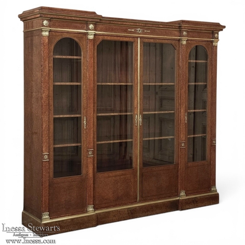 19th Century French Louis XVI Mahogany and Burl Bookcase by Maison Lalande