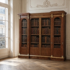 19th Century French Louis XVI Mahogany and Burl Bookcase by Maison Lalande