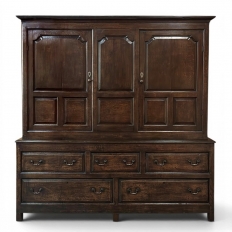 18th Century English Oak Linen Press Cabinet