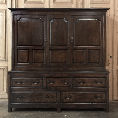18th Century English Oak Linen Press Cabinet
