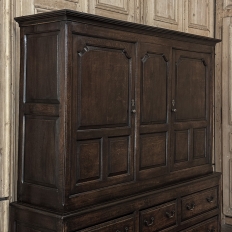 18th Century English Oak Linen Press Cabinet