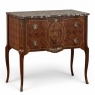 Antique French Louis XVI Style Marquetry Marble Top Commode