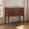 Antique French Louis XVI Style Marquetry Marble Top Commode