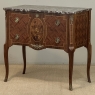 Antique French Louis XVI Style Marquetry Marble Top Commode